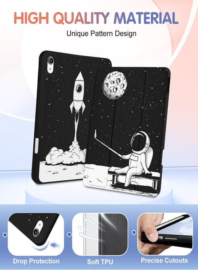 Wazzasoft for iPad A16 Case 2025 - for iPad 10th Generation Case Cute Women Girls Kids Teens Astronaut Design Unique with Pencil Holder Auto Sleep/Wake Tablet Cover for Apple 11/10 10.9 Inch - Image 3